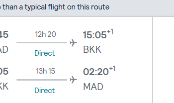 Direct flights from Madrid to Bangkok, THAILAND from
€467